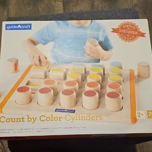 NWT Guide Craft Wood Count Color Cylinder Sensory  Educational Toy Game Toddler